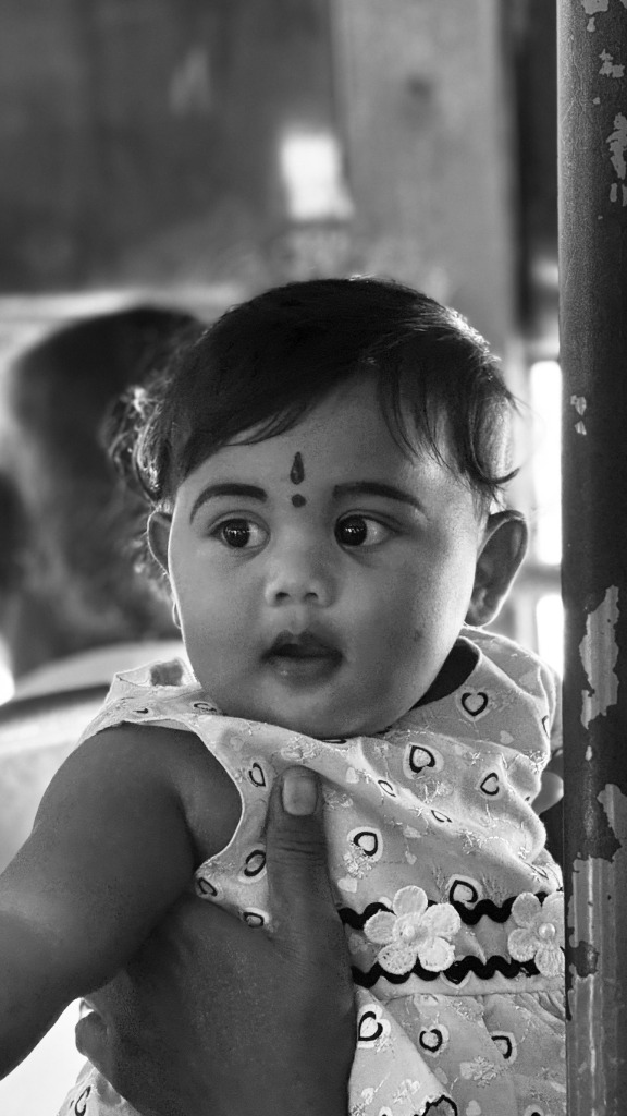 Black and white baby portrait